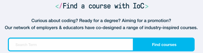 A screenshot of the IoC's Find a Course search bar