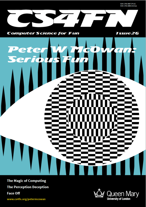 Cover of issue 26 of CS4FN magazine which celebrates the life and work of Prof Peter McOwan