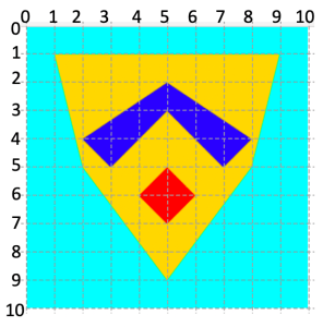 Shield with grid overlay