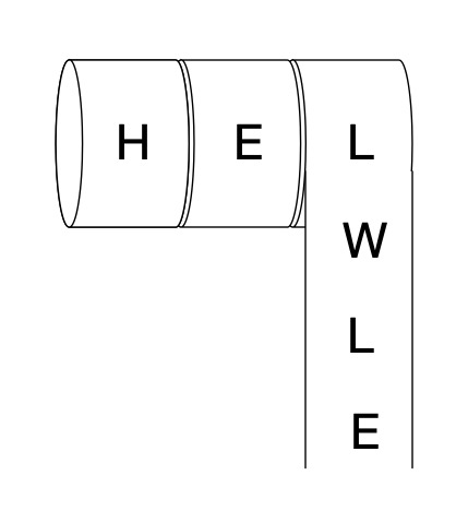 A Scytale being unwrapped with HEL along the body and the end of the ribbon reading WLE