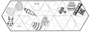 Easter-themed printable hexaflexagon puzzle