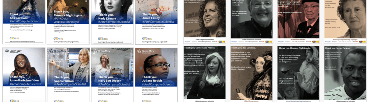 Screenshot showing the vibrant blue posters on the left and the muted sepia-toned posters on the right