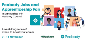 Banner for the Peabody Jobs and Apprenticeship Fair event in November 2022.