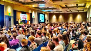 An audience at a talk.