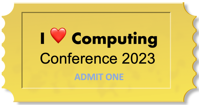 An illustration of an event ticket for this conference