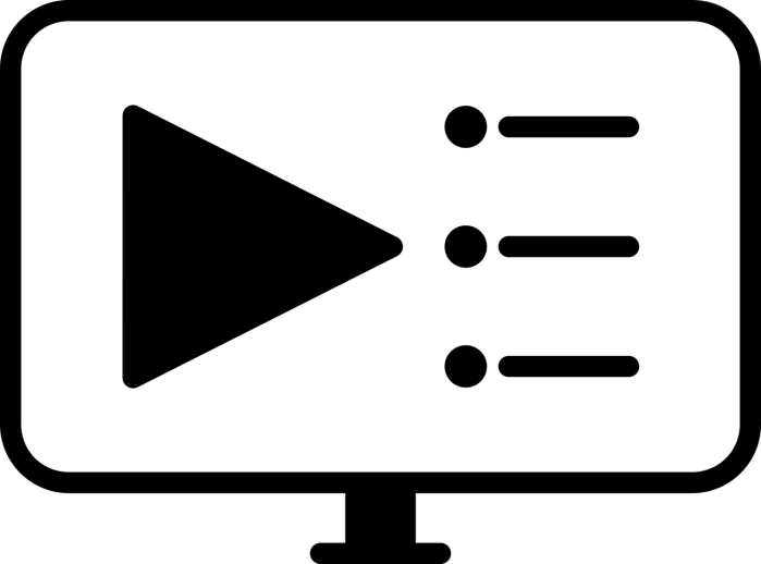 Online learning cartoon showing a screen ready to teach