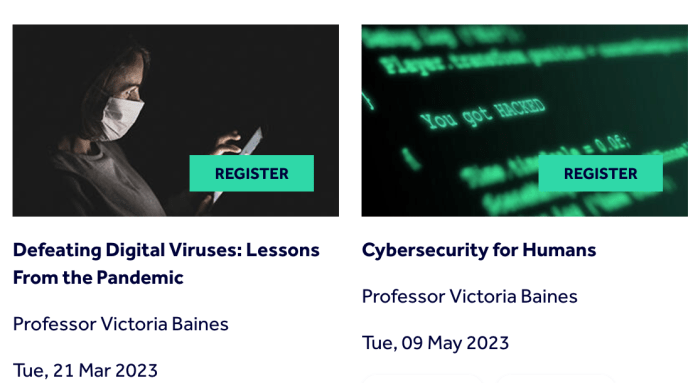 Two lectures from Prof Victoria Baines at Gresham College