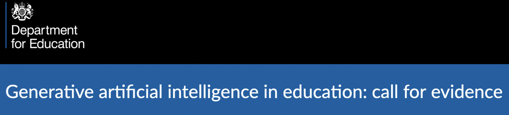 DfE Generative artificial intelligence in education call for evidence banner