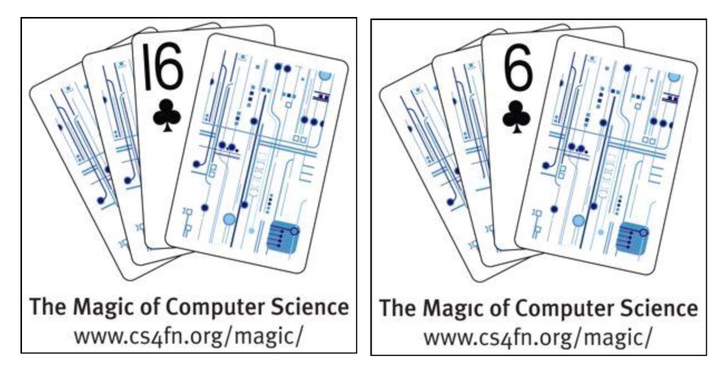 Two versions of the Magic of CS logo  with fish on, one with differences