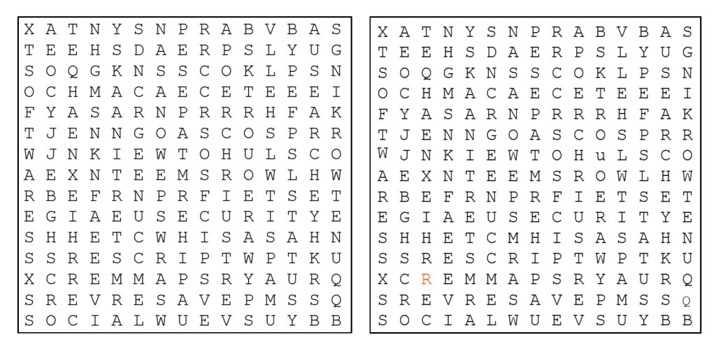 Two word searches with fish on, one with differences