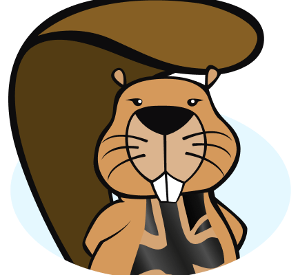 The Bebras logo of a cartoon beaver - it possibly has a UK flag on its chest