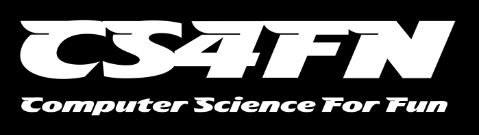 CS4FN logo - Computer Science For Fun, white text and blackbackground